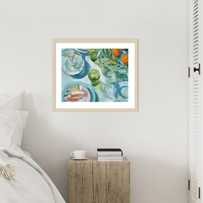 «GreenTable No. 1» par Paula Freeman, impression sur bois encadrée, 21 x 25, Svelte naturel