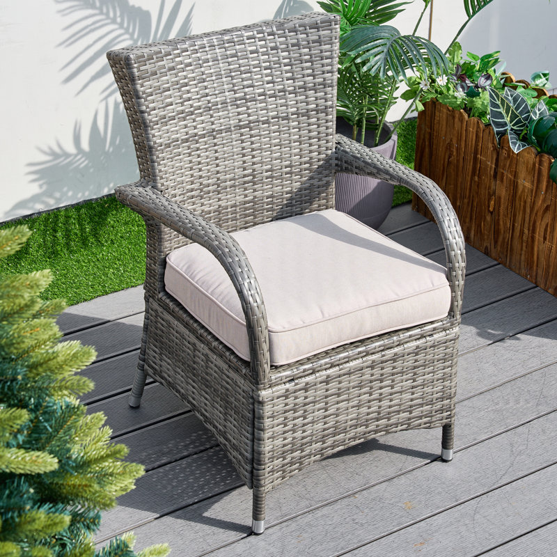 Ardala 6 - Person Wicker Patio Dining Set with Rectangular Table , Cushions Included, Gray