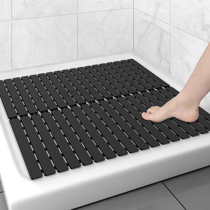 Tapis de baignoire antidérapant 24 po x 24 po - noir