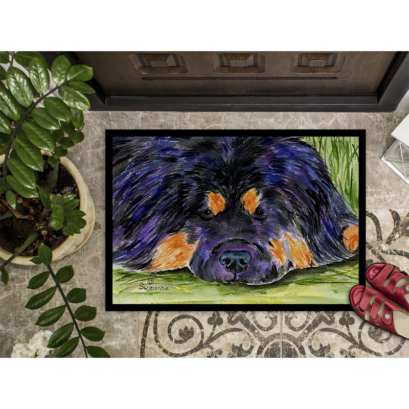 Tapis de porte d’intérieur anti-dérapant tibétain, Rectangle 2 pi x 3 pi