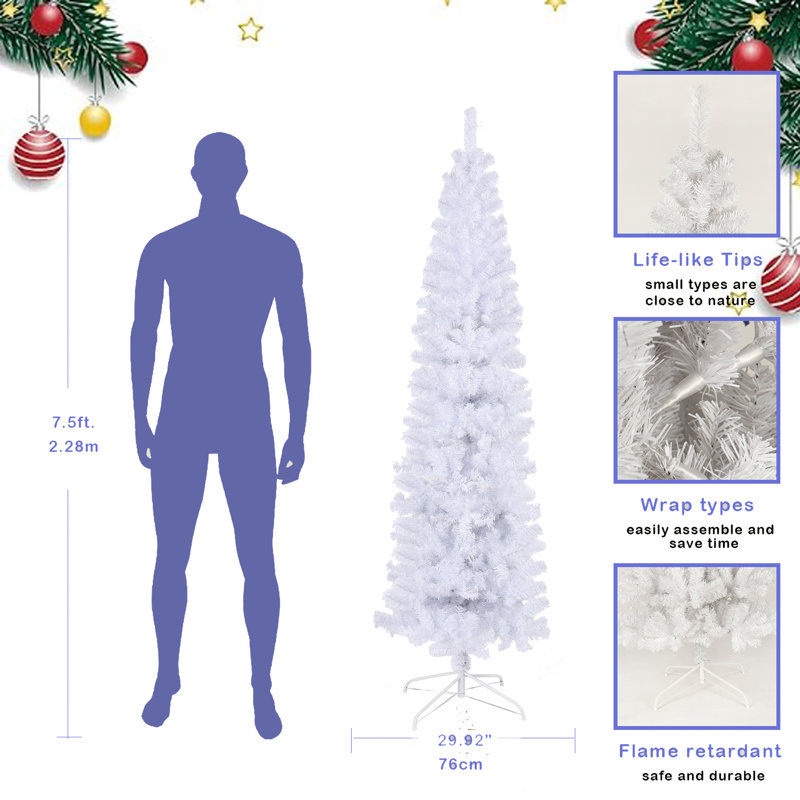 Arbre de Noël artificiel épinette blanc 7,5 pi - support inclus