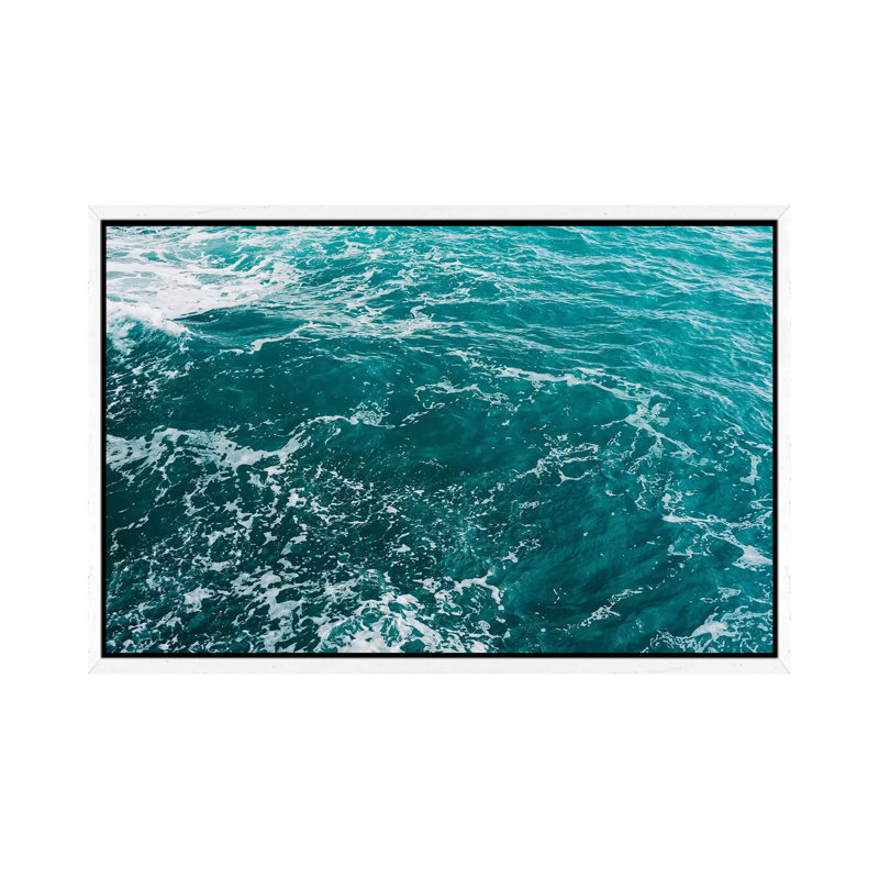 Amalfi Coast Water XI 1 Piece Wall Art on Canvas, 45.72cm H x 66.04cm W x 3.81cm D, White Framed