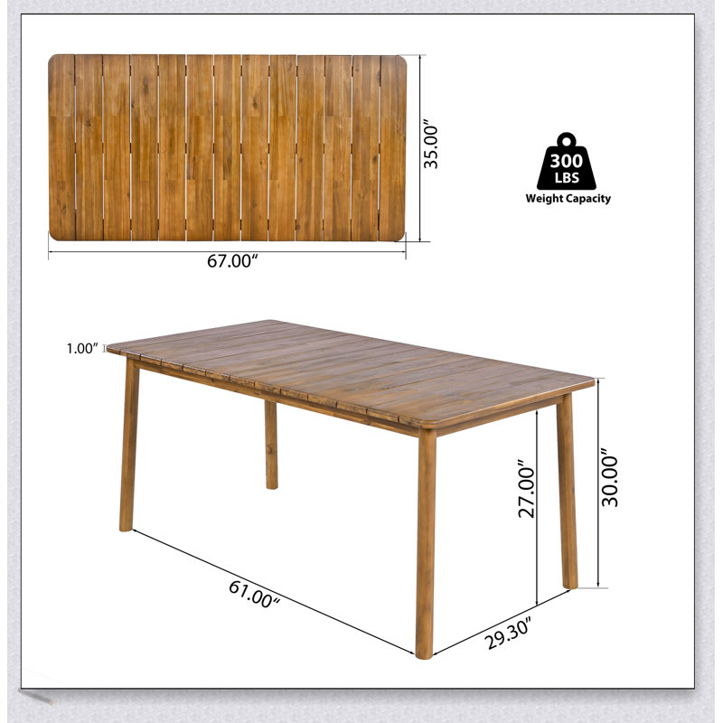 Table de salle à manger d'extérieur en bois d'acacia durable Visola