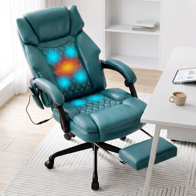 Massage Office Chair with Foot Rest 6 Points Vibration and Heat Home Office Desk Chairs for Heavy People 400lbs Reclining Managerial Chairs Ergonomic Executive Chair