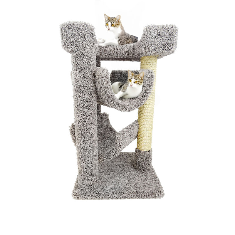 New Cat Condos Compact Playful Cat Tree with Spacious Perches & Scratching Posts for Large & Multi-Cat Homes, Gray