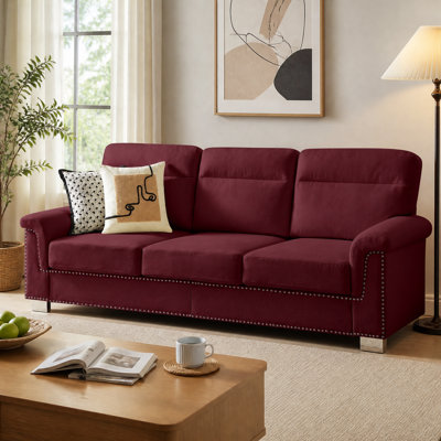 82" Modern Compressed Snowfleece Fabric 3-Seater Sofa