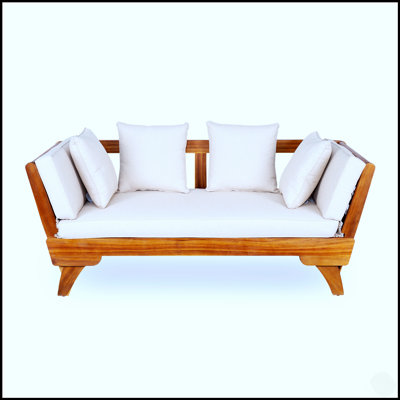 Outdoor Patio Daybed Sofa With Foldable Arm, 3-Seat Convertible Design And UV-Proof Cushions For Versatile Use