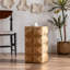 Table d'appoint rétro en bois 23,92 po - Trois motifs, et matériau en sapin, teinte naturelle, 11,7 po de profondeur-616361013