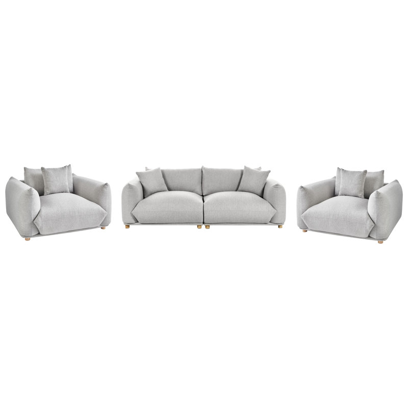 Living Room Set Alexias, Grey Polyester