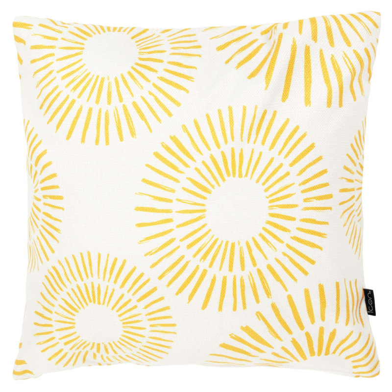 Indoor / Outdoor Abstract Square Cushion, Yellow/White Golden Sun