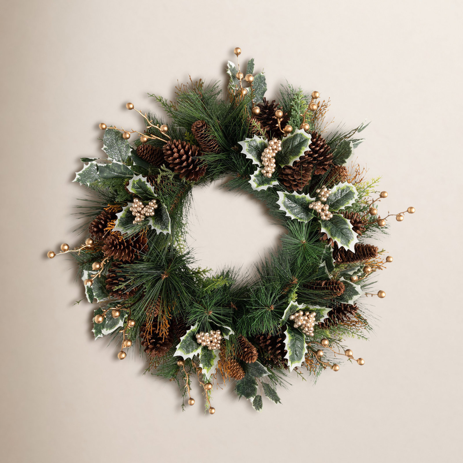 26.5'' Faux Holly Polyethylene Plastic Wreath