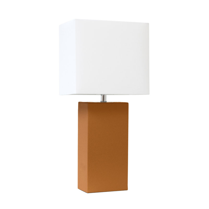 Leather Rectangular Table Lamp, Tan