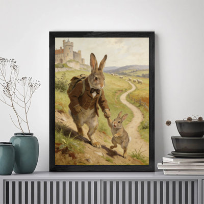 Luxury Gallery Wall Art Decor in Black Wood Frame Rabbit and Rabbit Path Ideal for Living Room Bedroom Office Or Hallway Home Decor