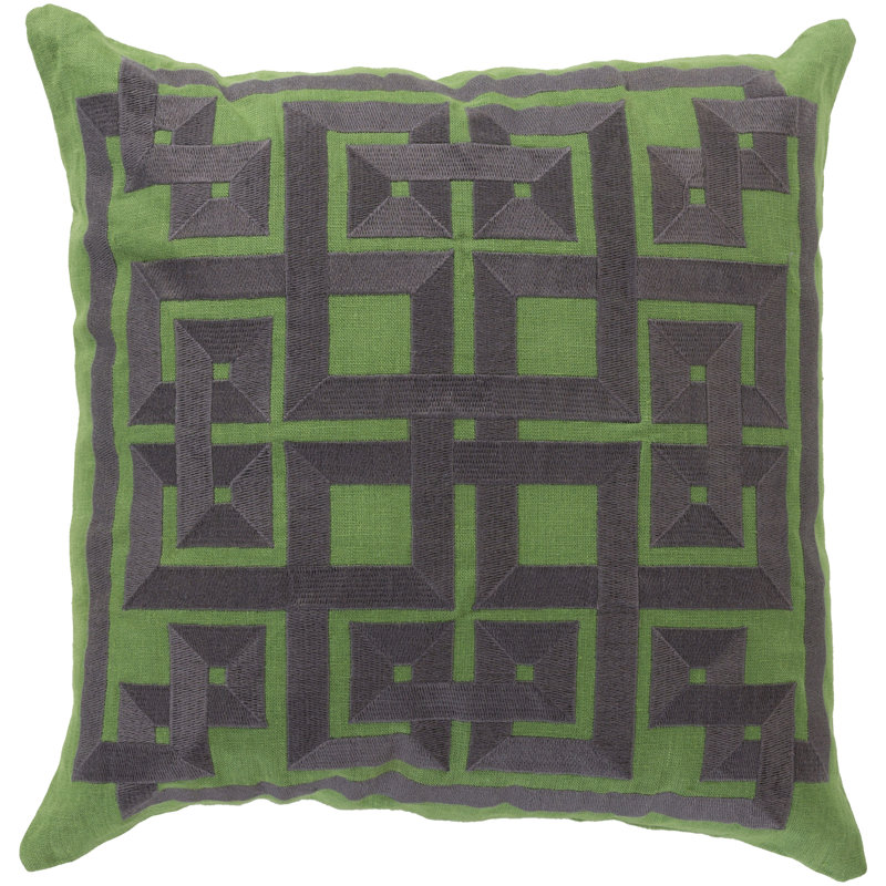 Gramercy Embroidered Reversible Pillow Cover, Dark Green/Grass Green, 20" x 20"