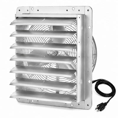 30-Inch Wall Mounted Exhaust Fan, Aluminum Blades, 7000 CFM, Automatic Louvers, 110V, Silver