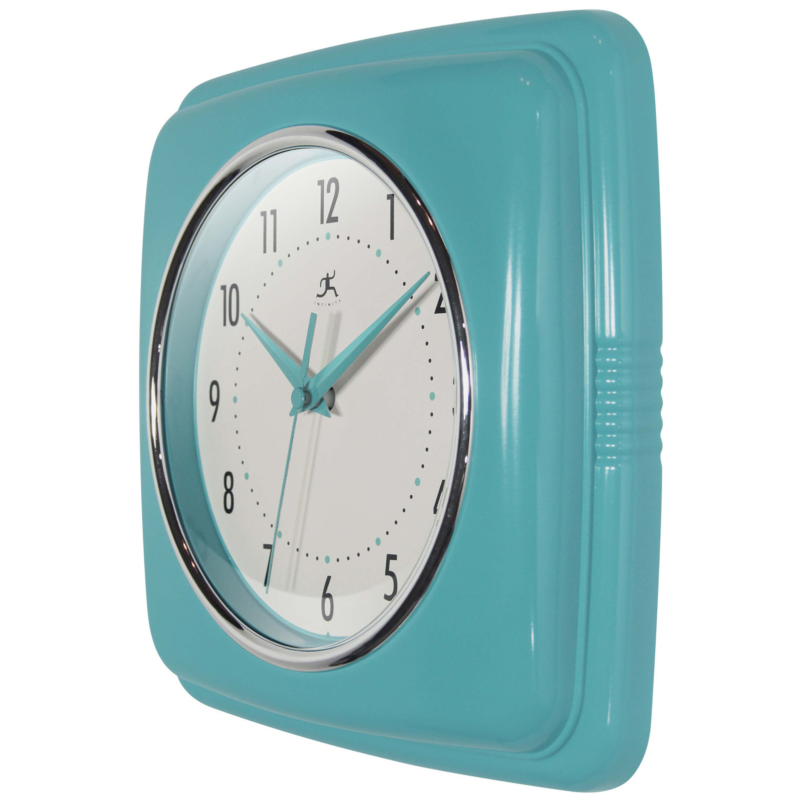 Orrwell Square Plastic Wall Clock 9.25 Inches, Turquoise