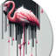 Flamant rose avec peinture dégoulinant1 - Flamant rose, art mural sur métal-88627917