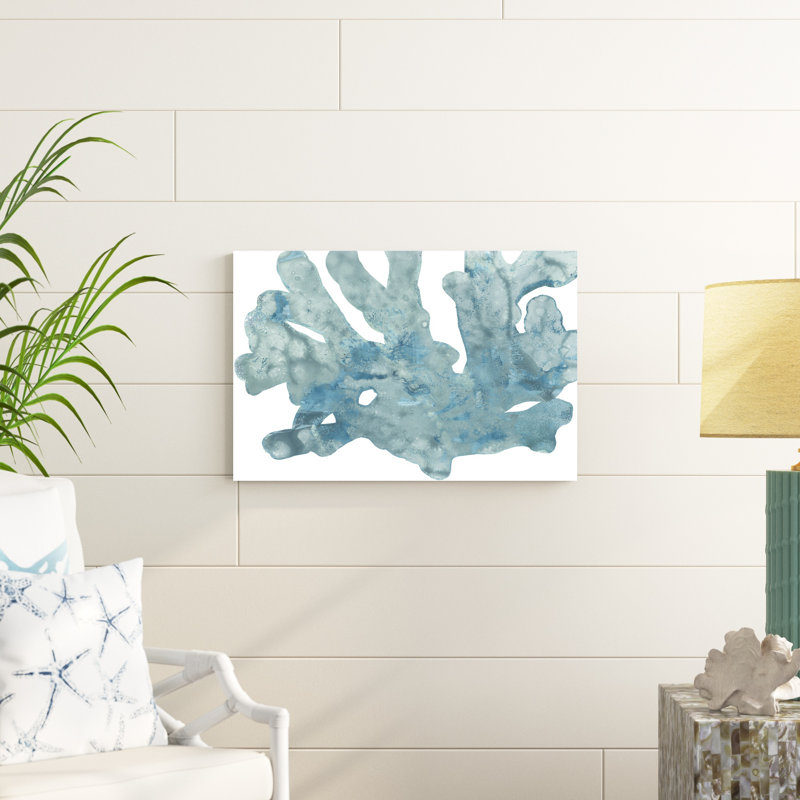 " Blue Macro Coral IV " by June Erica Vess Painting Print, 20" H x 30" W x 1.25" D