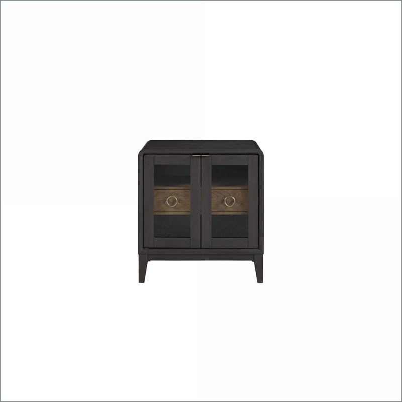 Table de chevet avec tiroir de rangement en verre trempé