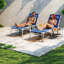 Ensemble de chaises de patio réglables en acier, design bleu marine portatif pour la détente