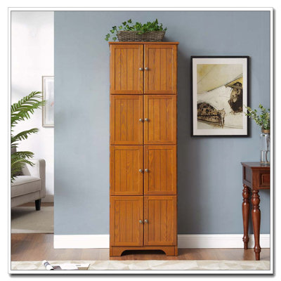 Tall Storage Cabinet with 8 Doors and 4 Shelves