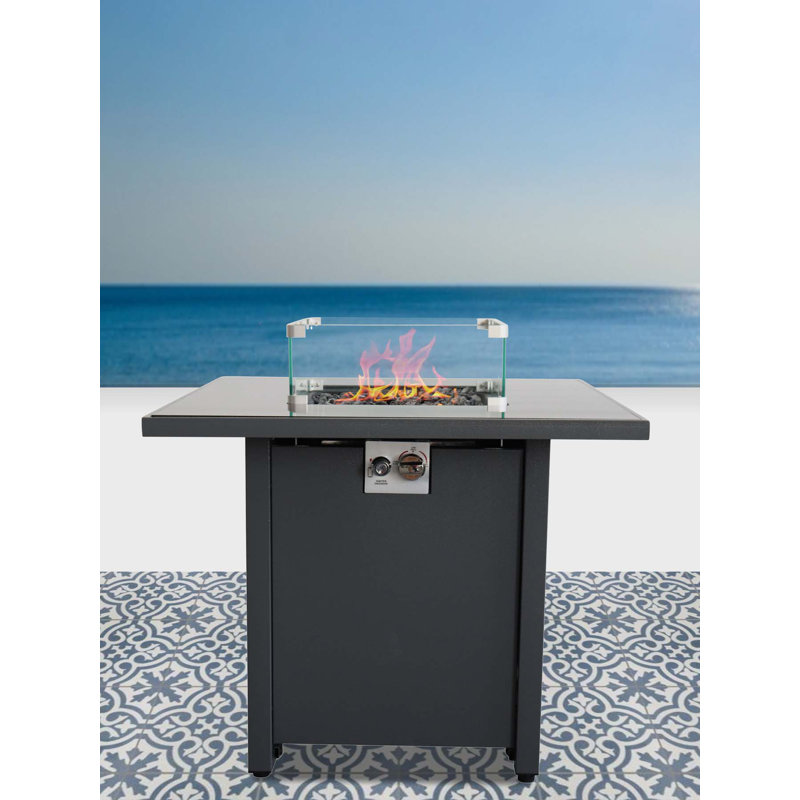 Harutun Square Stainless Steel Smokeless Fire Pit Table with Lid