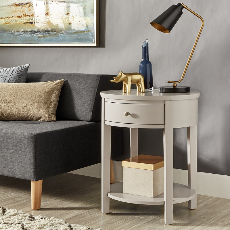 Zaheed End Table with Storage, Silver Birch