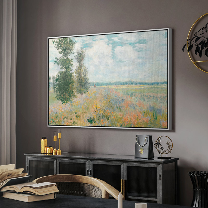 Paysage rétro -XCII, H 25 po x l 37 po x P 2 po, Toile avec cadre blanc