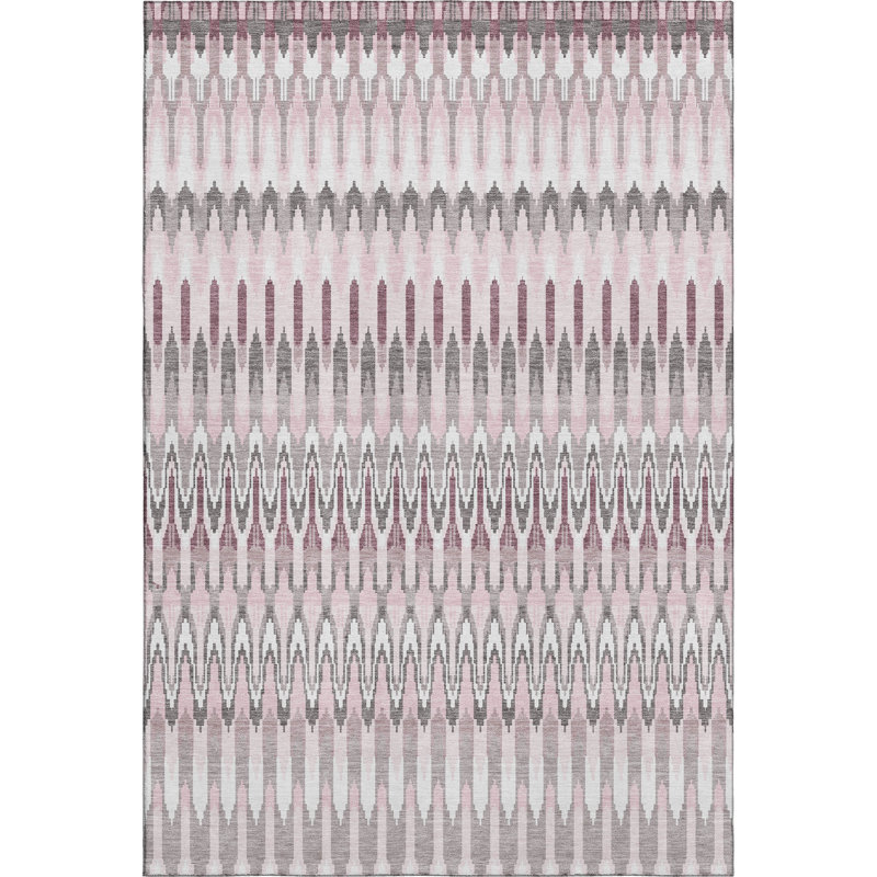 Premium Machine Washable Prisco Pink Rug, Rectangle 10' x 14'