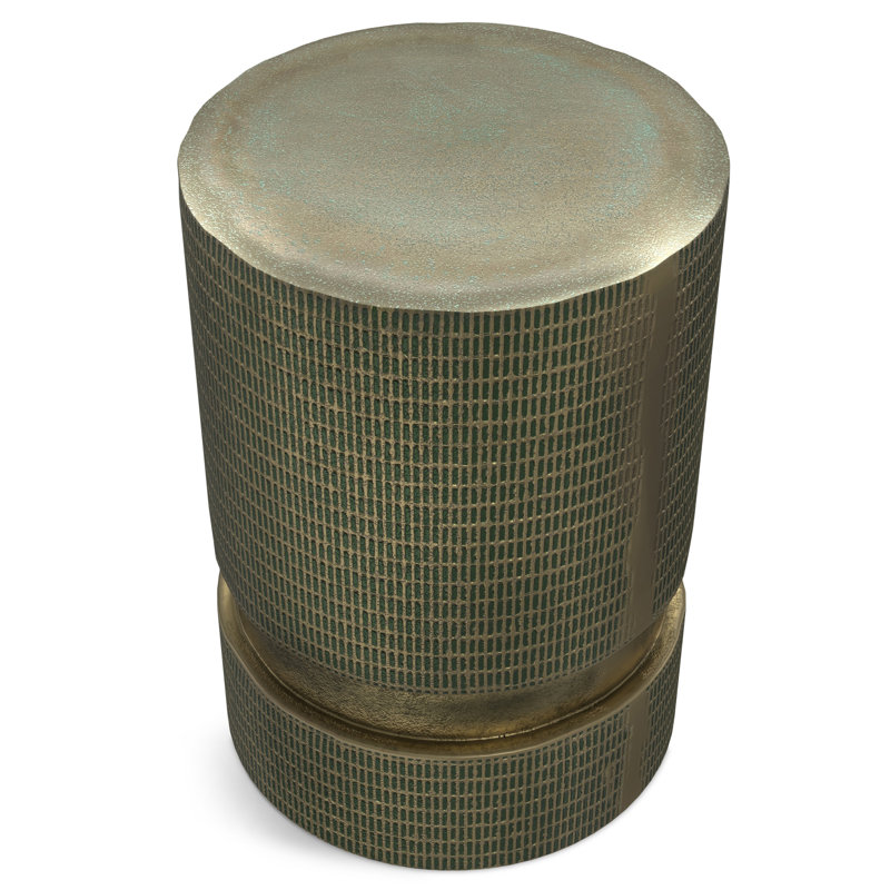 Jalen Light Green Patina Cast Aluminum Round Side Table
