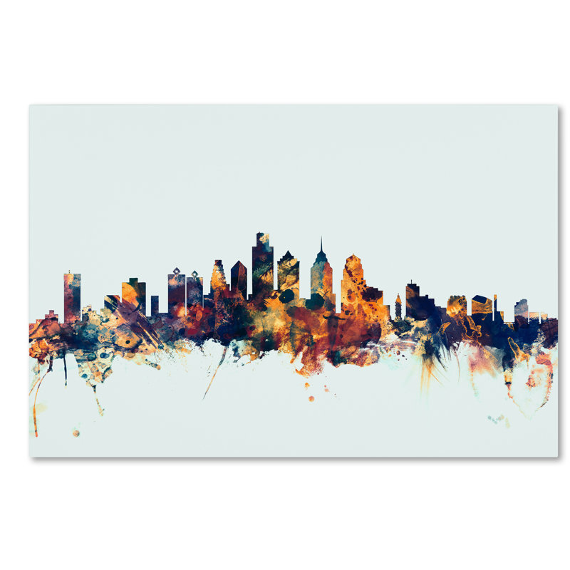 « philadelphia pa horizon blue », impression sur toile tendue, H 16 po x l 24 po x P 2 po