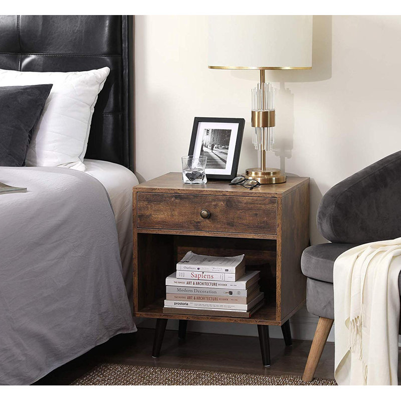 Monterey 50cm W Bedside Table, Rustic Brown