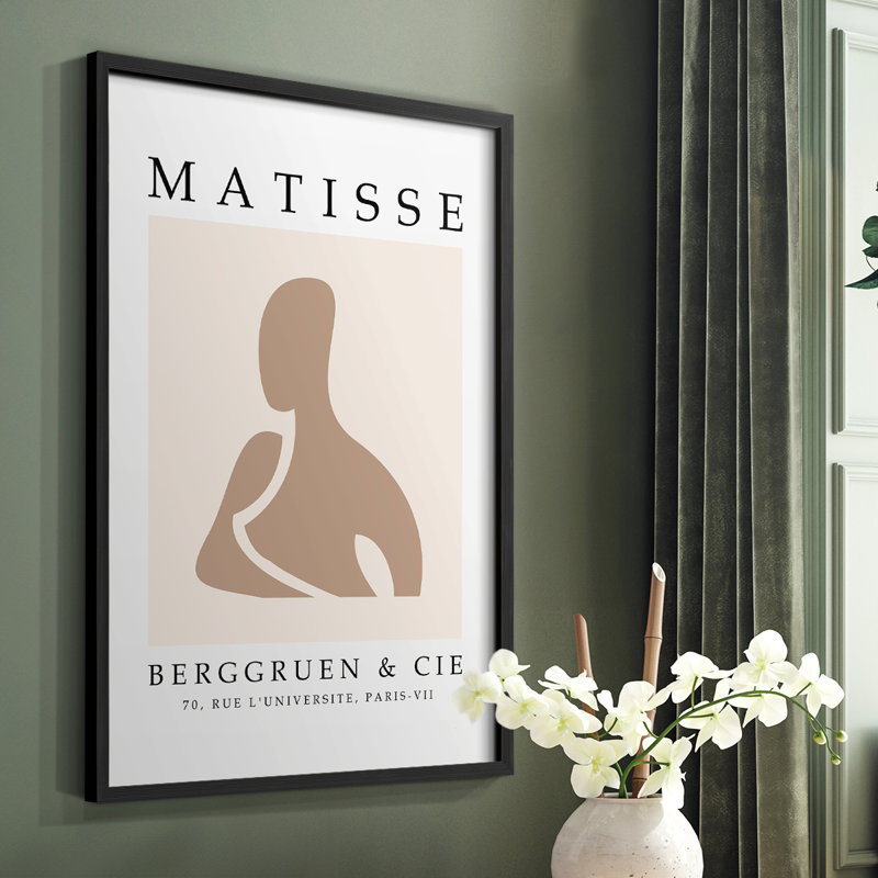 Matisse, reproduction d'art encadrée - bois massif, H 20 po x l 16 po, Noir