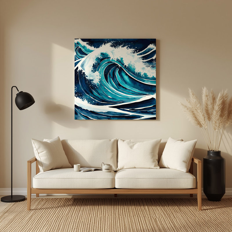 Art mural bleu nautique, H 144 po x l 144 po x P 0,05 po
