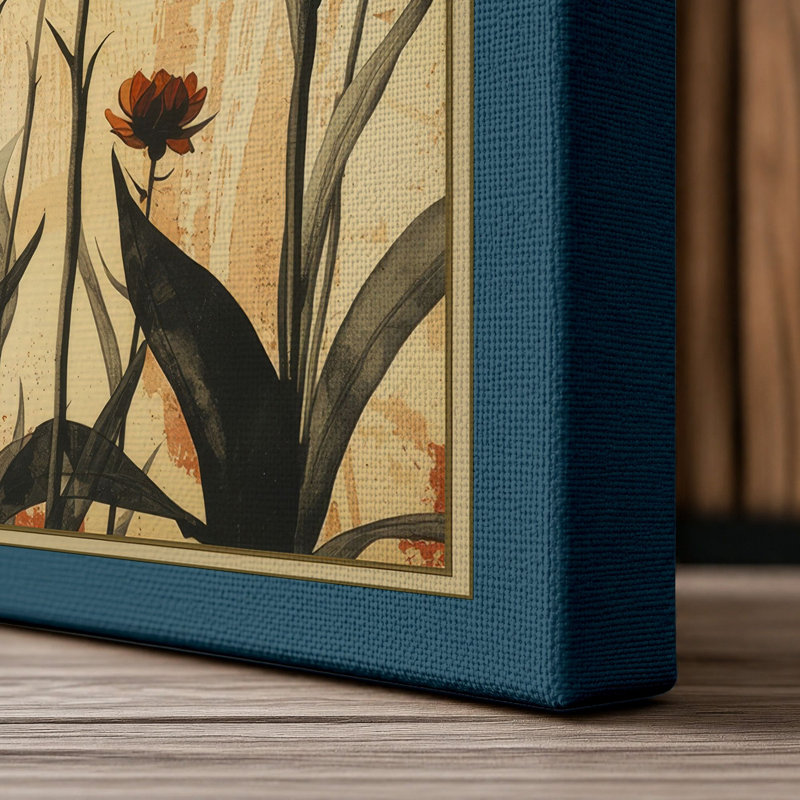 Carnation Study Botanical - Wrapped Canvas, 18x12 - 45.7 x 30.5 cm, Teal Border