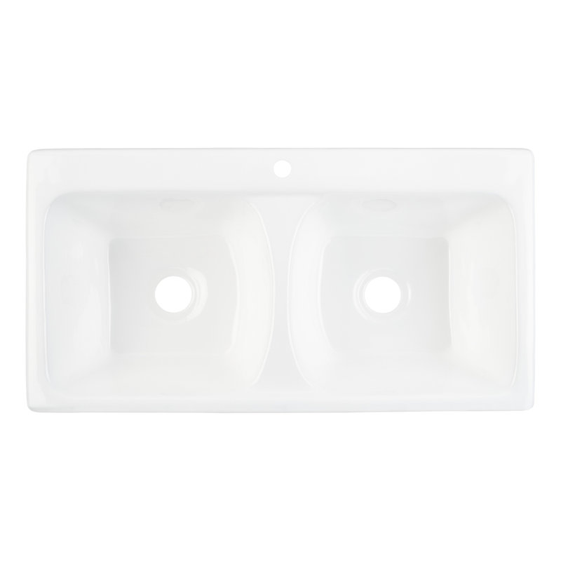 Selkirk 43" White Cast Iron Double Basin Drop-In Sink