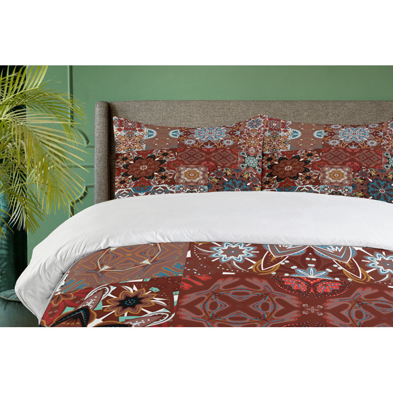 Farmhouse Eclectic Polyester Patchwork Duvet Cover, Queen