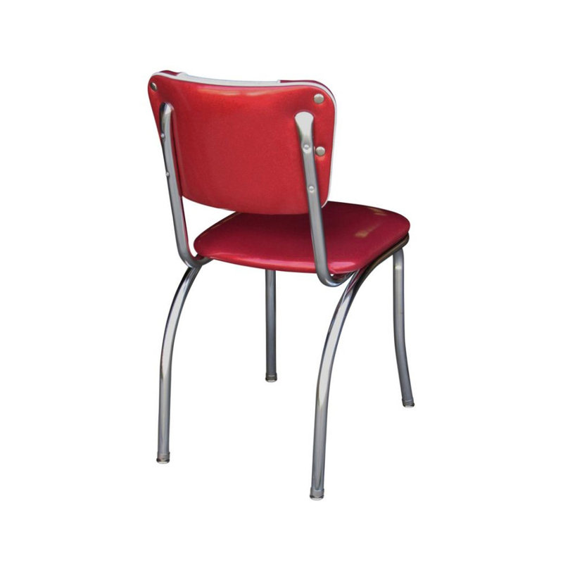 Retro Home Upholstered 'V' Back Dining Chair, Glitter Sparkle Red