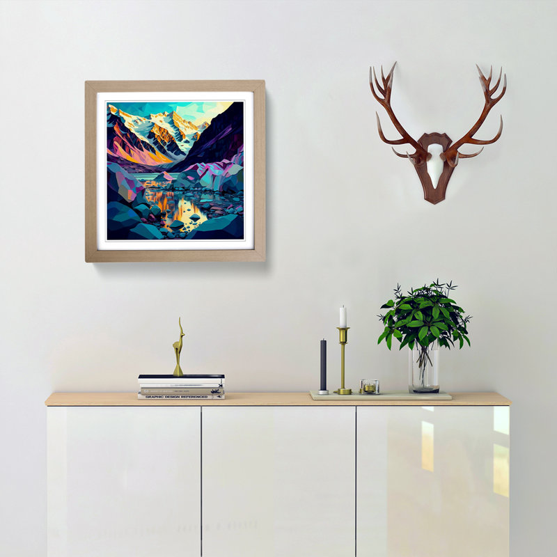 Glacier Fauvism 1 Piece Single Picture Frame Wall Art, Oak