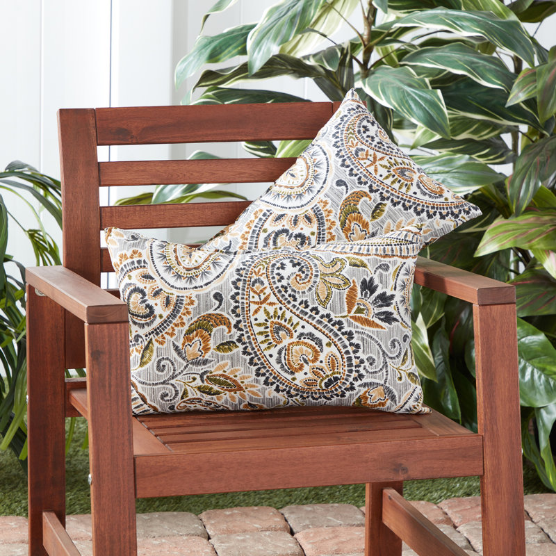 Henrich Indoor/Outdoor Striped Lumbar Pillow, Arctic Paisley