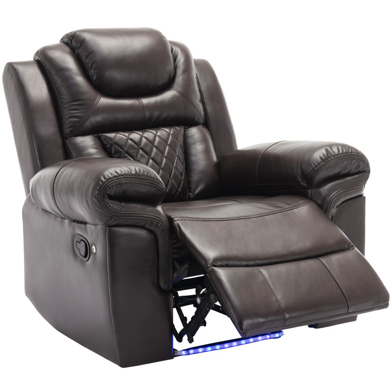 Fauteuil inclinable manuel avec bande lumineuse DEL, Similicuir brun