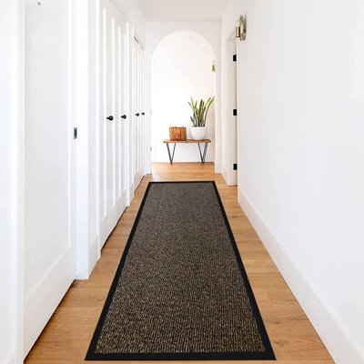 Hallway Rug Heavy Duty Non-Slip Rubber Back, Brown 60x160cm Carpet Runners - Dirt Trapper, Water Absorbent Runner Mat, Washable Rugs, Carpet for Kitchen Living Room