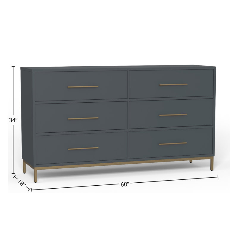 Marino 6 - Drawer Dresser, Slate Grey