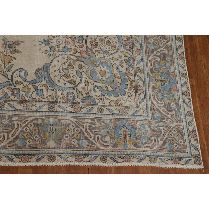 Tapis traditionnel à motif de médaillon en laine rétro 10 x 12