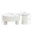 Ensemble de 2 tables basses rondes gigognes, table basse avec tiroir de rangement, centre de table en plastique blanc pour le salon-82430354-82430355