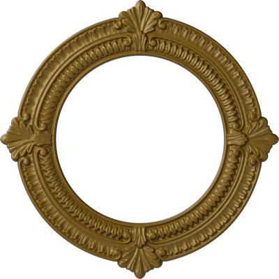 Médaillon de plafond Endurathane Benson, P 13 1/8 po x P 8 po x P 5/8 po (convient aux auvents jusqu'à 8 po), finition dorée de pharaons peinte à la main