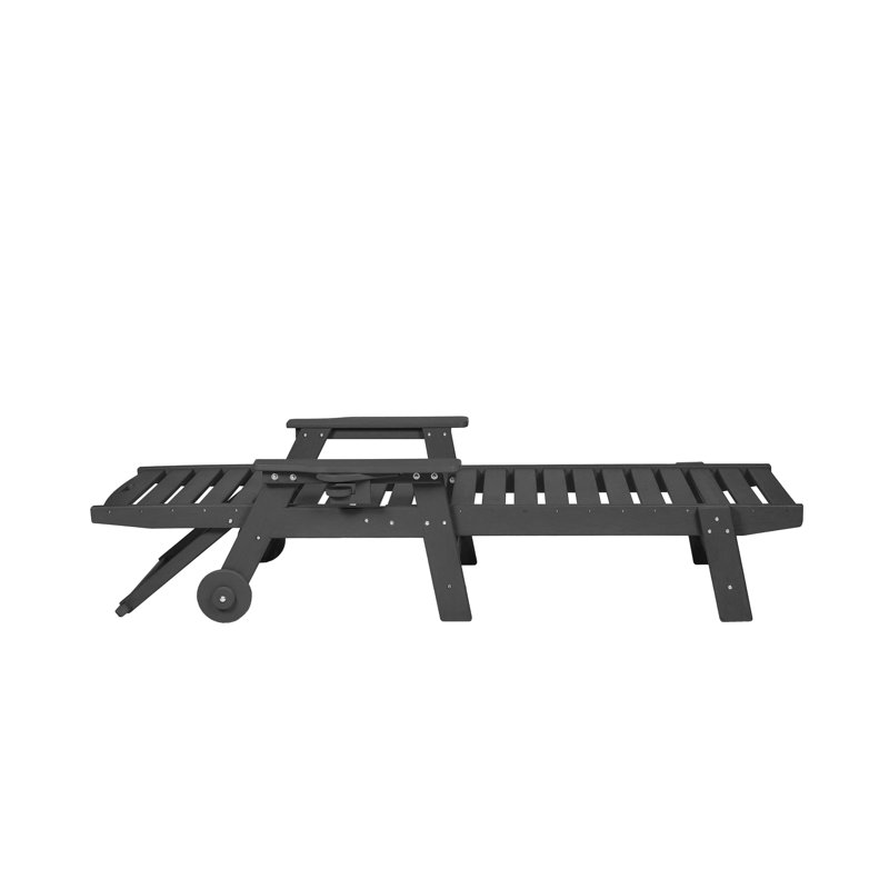 Ensemble de chaise longue surdimensionnée 3 pièces de qualité supérieure avec table d'appoint, toutes saisons, 5 positions, roues et porte-gobelet