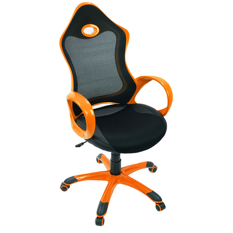 Symple Stuff Cotton and Mesh Gaming Chair, Orange