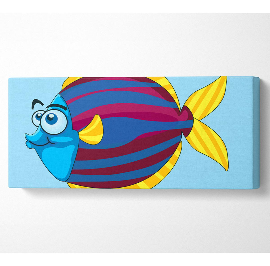 Großer glücklicher Fisch Baby Blau Panoramaleinwand