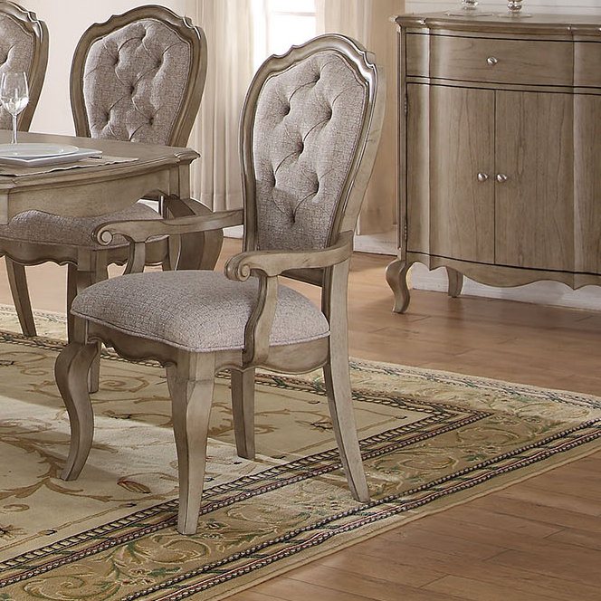 Chaise avec accoudoirs en tissu d’ameublement antique taupe/beige Chelmsford